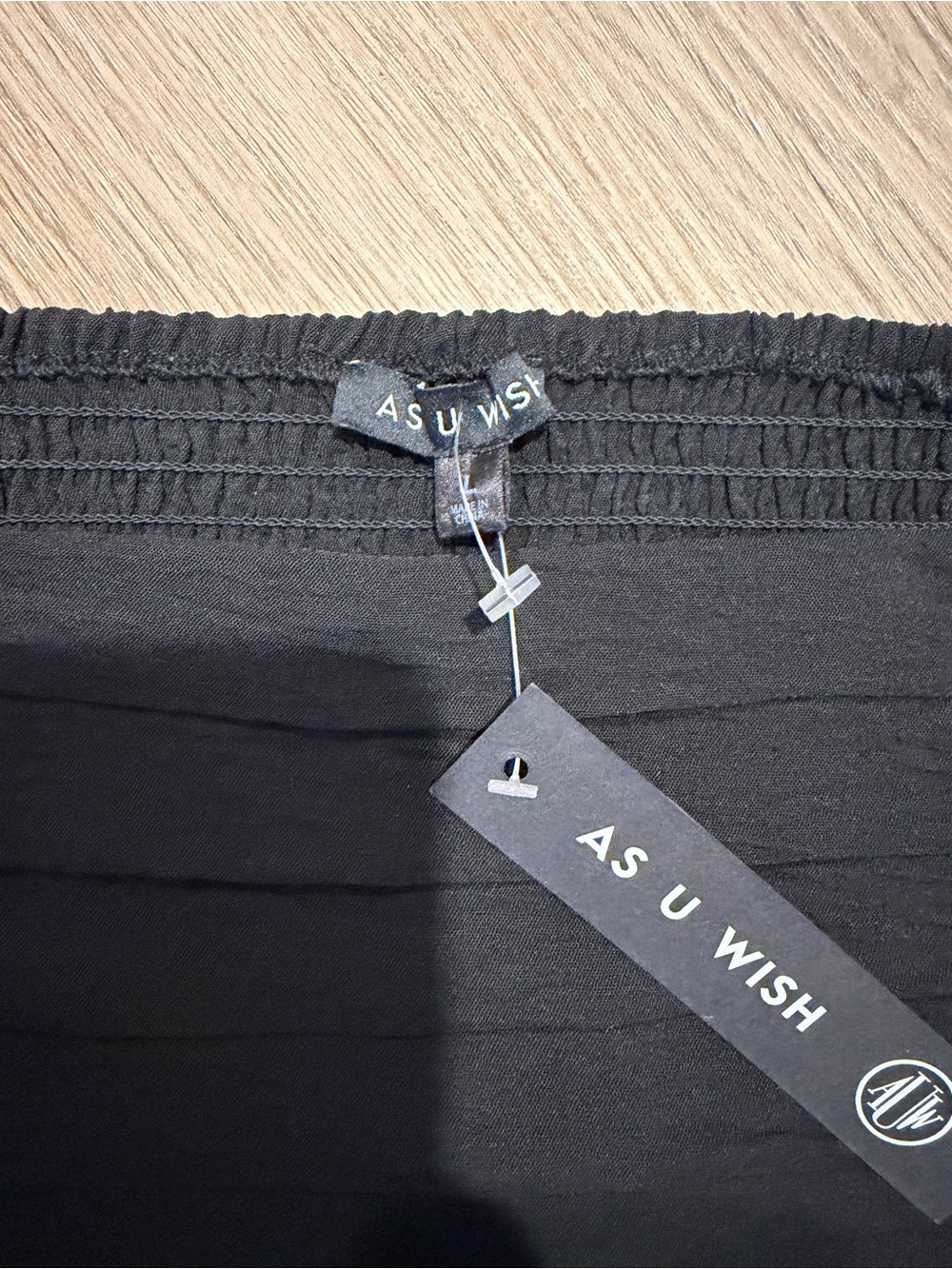 As U Wish Black Puff Sleeve Smocked Bodice Mini Dress - Picture 2 of 2
